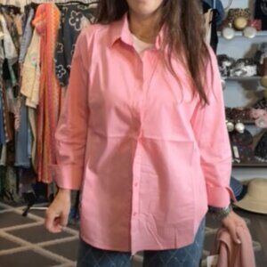Cotton Poplin Pink Button-Up Shirt